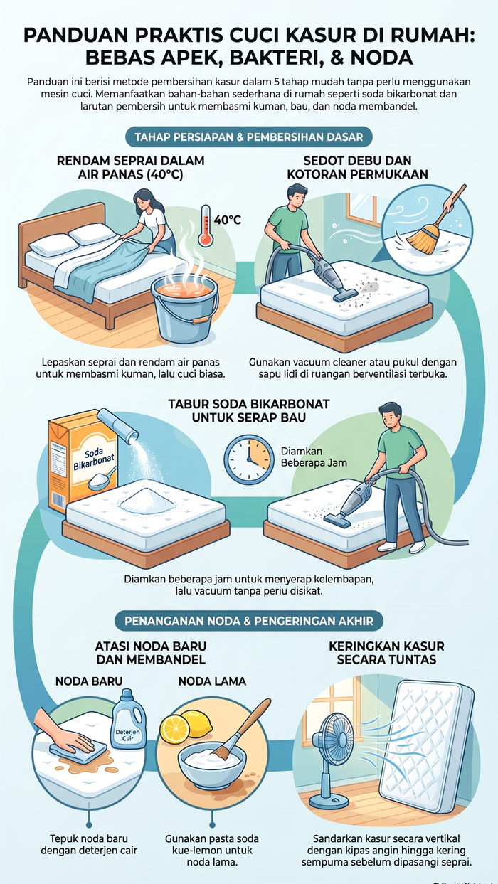 Infografis cara bersihkan kasur