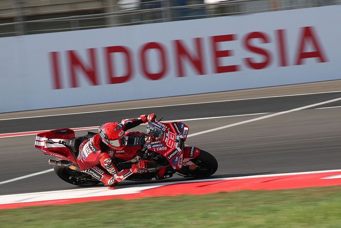 LOMBOK, INDONESIA - OCTOBER 09: Marc Marquez of Spain riding the Lenovo Ducati (93) on track during Practice on October 09, 2026 in Lombok, Indonesia. (Photo by Gold & Goose Photography/Getty Images)