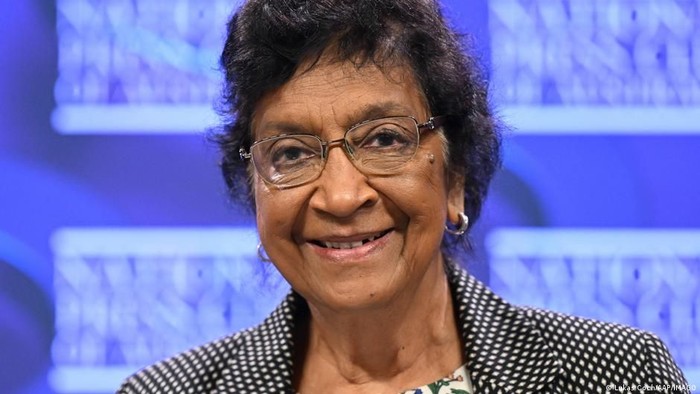 Nobel Perdamaian dianugrahklan kepada Navanethem Navi Pillay atas komitmen beraninya dalam menegakkan hukum internasional serta perjuangannya melawan kejahatan perang dan genosida (Lukas Coch/AAP/IMAGO)