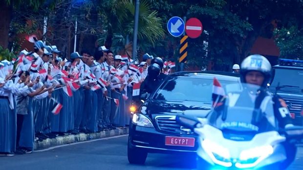 Presiden Mesir Abdel Fattah El-Sisi tiba di Jakarta, Sabtu (10/10/2026).