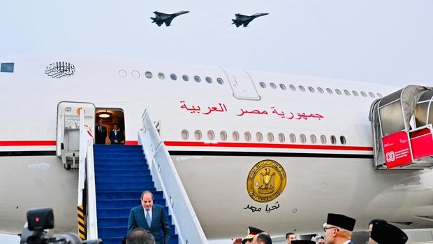 Presiden Mesir Abdel Fattah El-Sisi tiba di Jakarta, Sabtu (10/10/2026).