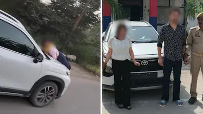 Momen Memutar Balik: Pria di India Tarik Istri ke Atas Kap Mobil dalam Skandal Kepergok (2)