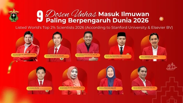 9 Ilmuwan Unhas Masuk Daftar Top 2% Scientists Dunia 2026.