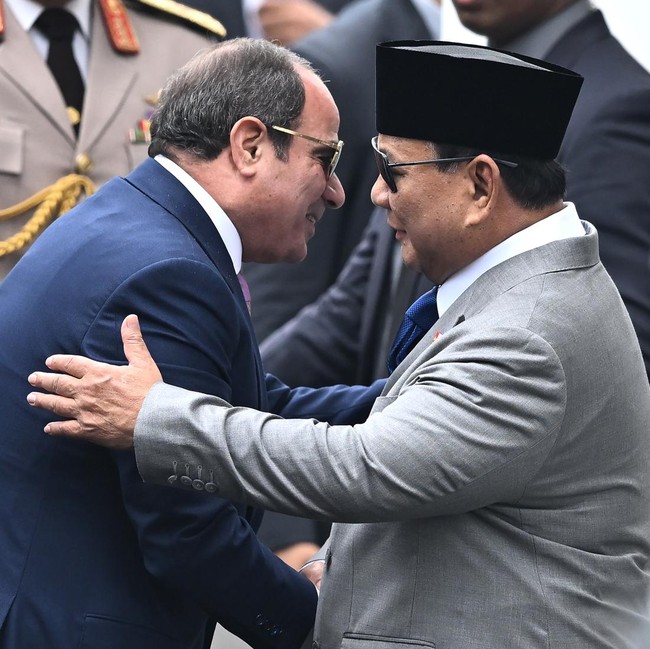 Momen Prabowo Sambut Presiden Mesir Al-Sisi di Istana Merdeka