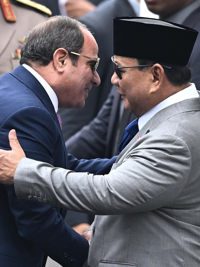 Momen Prabowo Sambut Presiden Mesir Al-Sisi di Istana Merdeka