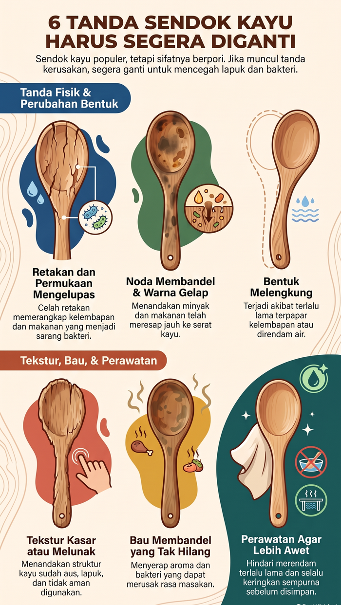 Infografis tanda sendok kayu udah nggak layak dipakai