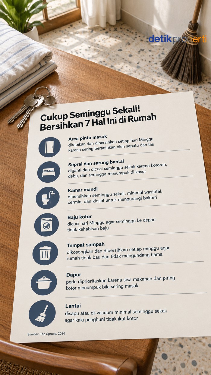 7 Hal yang Perlu Dibersihkan Seminggu Sekali di Rumah