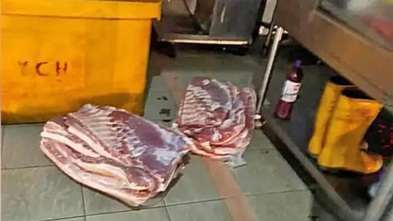 Daging Babi Mentah Ditaruh di Lantai, Pemilik Toko Ngaku Bilang Begini Daging Babi Mentah Ditaruh di Lantai, Pemilik Toko Ngaku Bilang Begini