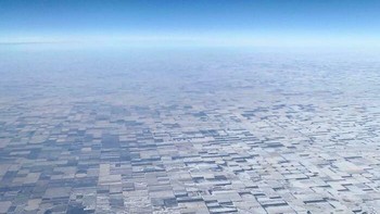Bumi berubah jadi papan catur raksasa? Hamparan lahan pertanian berbentuk kotak-kotak terlihat membentang hingga cakrawala. Dari ketinggian, pemandangannya seperti dunia dalam game Minecraft. Foto: via Boredpanda