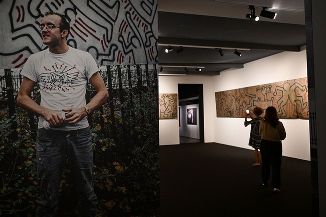 Some people admiring the artworks by the American artist on display in the exhibition Keith Haring, inaugurated at Palazzo Braschi at the Museum of Rome (Italy), October 5th, 2026 (Photo by Marilla Sicilia/Archivio Marilla Sicilia/Mondadori Portfolio via Getty Images)