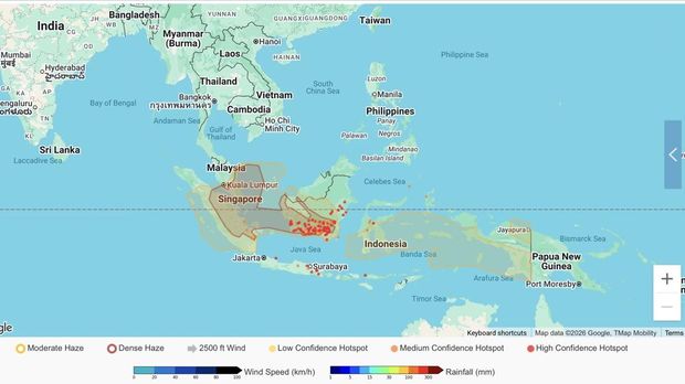 Citra sebaran asap di ASEAN berasal dari Indonesia. Citra sebaran asap di ASEAN berasal dari Indonesia.