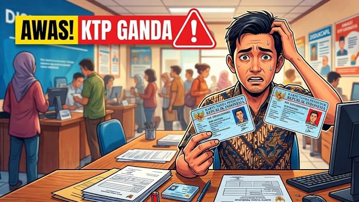 Ilustrasi KTP ganda.
