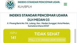 Kualitas Udara di Kota Medan Masuk Kategori Tidak Sehat Hari Ini