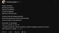 Shireen Sungkar menyuarakan isi hatinya dengan sebuah puisi. Foto: Threads @shireensungkar