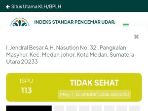 Kualitas Udara di Kota Medan Kembali Masuk Kategori Tidak Sehat Hari Ini