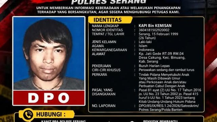 Pria pemerkosa adik ipar di Serang masuk DPO (dok istimewa)