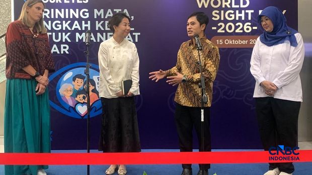 Skrining mata, langkah kecil untuk manfaat besar menjadi tema besar Hari Pengelihatan Sedunia 2026 yang digelar di Jakarta, Kamis (15/10/2026). (CNBC Indonesia/Fergi Nadira)