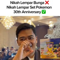 Bukan Bunga, Viral Pengantin Lempar Set Kartu Pokemon Langka Bikin Rebutan