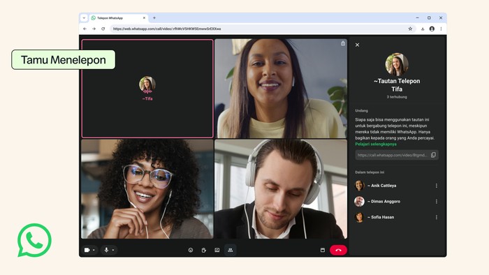 WhatsApp rilis fitur telepon tamu