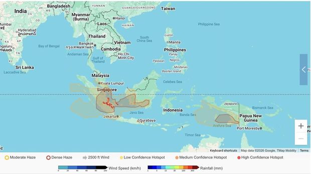 Citra sebaran asap di ASEAN berasal dari Indonesia. Citra sebaran asap di ASEAN berasal dari Indonesia.