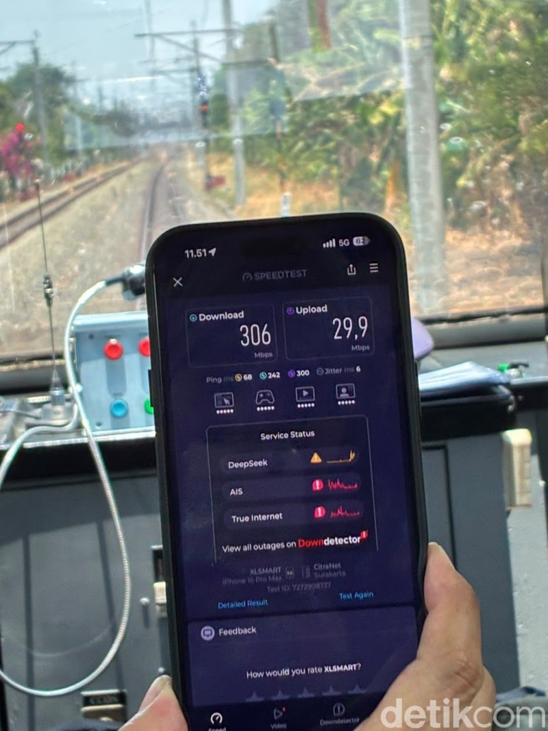 Hasil Speed Test XLSmart pakai Ookla.