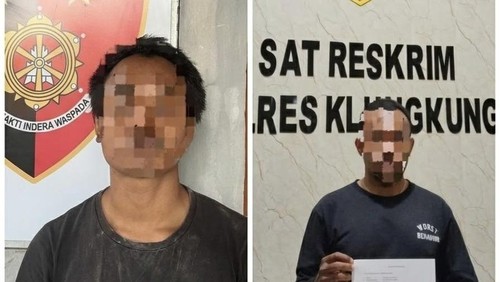 Dua pelaku penyeleweng BBM bersubsidi jenis pertalite yang diringkus Satreskrim Polres Klungkung, Sabtu (17/10/2026).