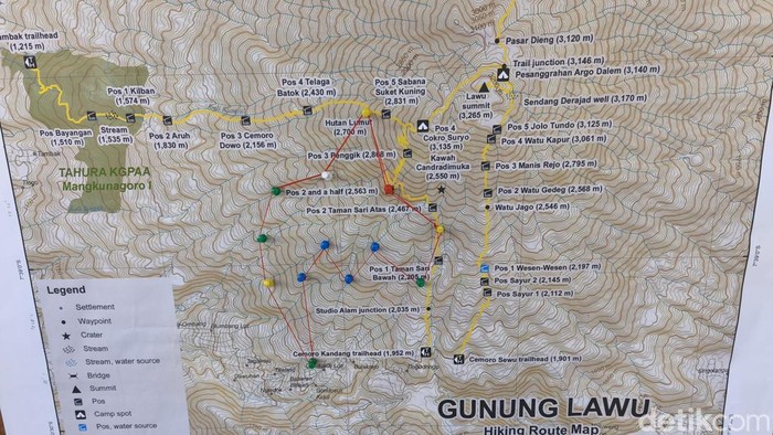 Peta kebakaran hutan lereng Lawu, di Kabupaten Karanganyar, Sabtu (17/10/2026).