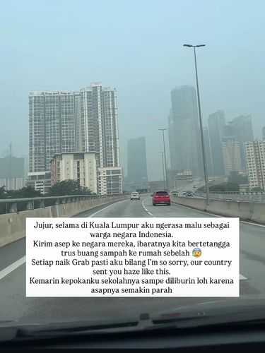 Acha Sinaga perlihatkan kondisi Kuala Lumpur imbas asap Karhutla di Indonesia.