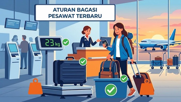 Ilustrasi aturan bagasi pesawat terbaru.