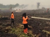 Tangguhnya Para Srikandi Relawan Kala Padamkan Karhutla di Kobar