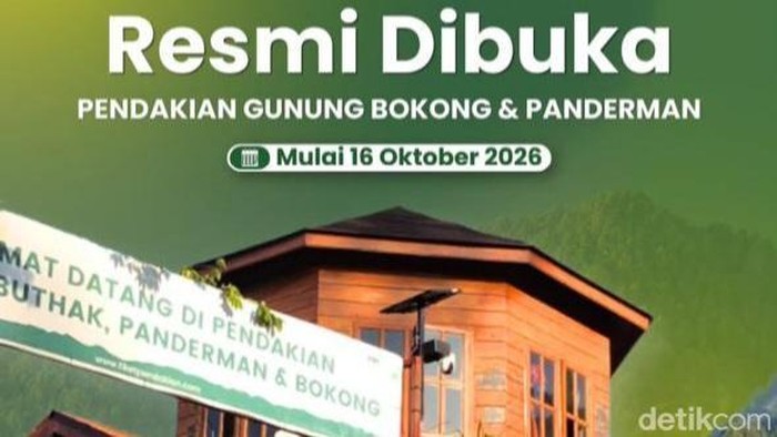 Tangkapan layar foto flyer informasi pembukaan kembali akses pendakian Gunung Panderman dan Bokong.