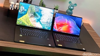 Kedua laptop menggunakan layar ASUS Lumina Pro OLED dengan refresh rate 120Hz, cakupan warna 100% DCI-P3, serta validasi PANTONE untuk menghasilkan warna yang akurat. Foto: Adi FR/detikINET