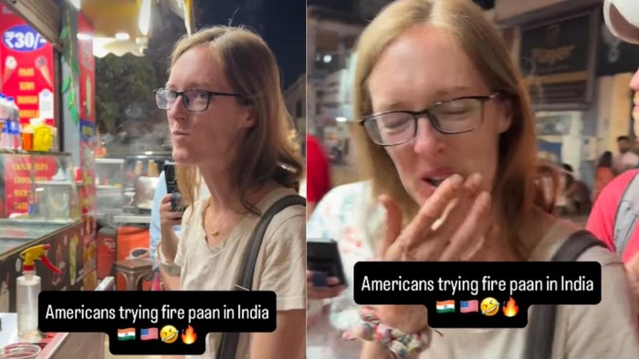 Bule Amerika cicip fire paan pertama kali