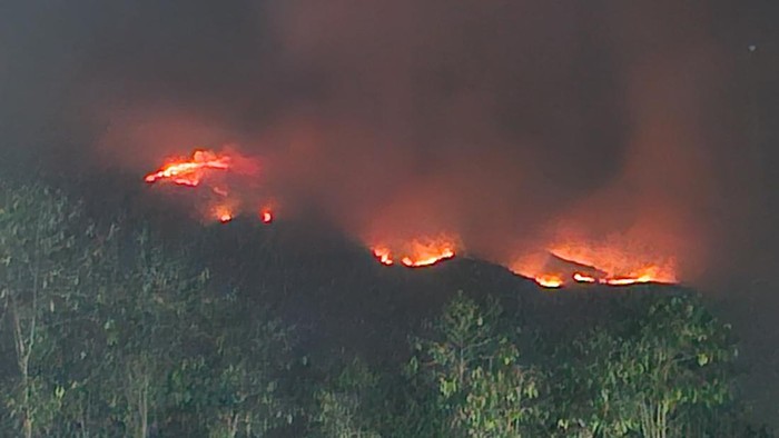 Penampakan kebakaran di Gunung Sumbing, Senin (19/10/2026) malam.