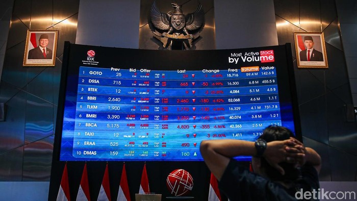 IHSG Dibuka Anjlok 4,31%, BEI Berlakukan ARB 7% Tekanan di pasar saham Indonesia berlanjut pada awal perdagangan pekan ini. Indeks Harga Saham Gabungan (IHSG) dibuka anjlok 4,31% ke level 4.961,87 pada Senin (19/10/2026), di tengah pemberlakuan batas Auto Rejection Bawah (ARB) sebesar 7% oleh Bursa Efek Indonesia (BEI).
