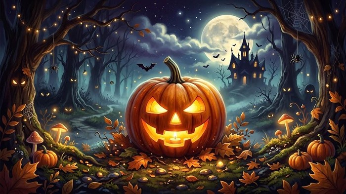 Ilustrasi simbol Halloween.