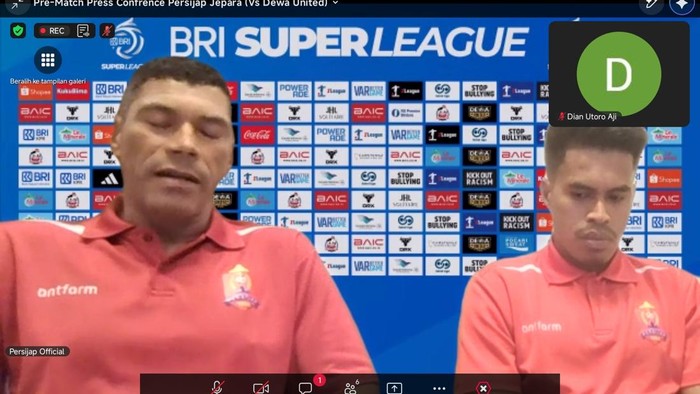 Konferensi pers Persijap Jepara jelang melawan Dewa United via Zoom, Senin (19/10/2026).