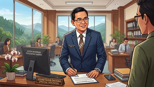 Ilustrasi pejabat sekretaris daerah (sekda). (AI Google Gemini)
