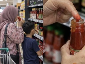Jorok! Saus Sambal Botolan Dicicipi Pakai Jari Lalu Dibalikin ke Rak
