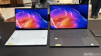 Asus ProArt P14 dan P16 mengusung layar OLED sentuh yang masing-masing berukuran 14 inch dan 16 inch. Asus menjanjikan kedua laptop ini memiliki layar dengan warna yang akurat untuk memuaskan kebutuhan kreator. Foto: Virgina Maulita Putri/detikINET