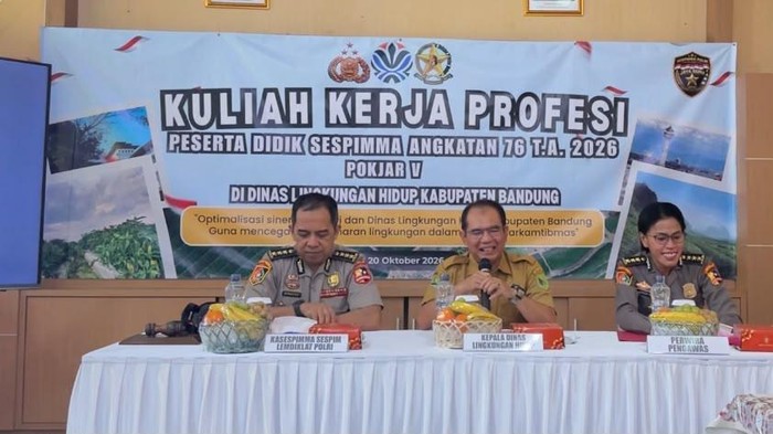 Dinas Lingkungan Hidup (DLH) Kabupaten Bandung menerima kunjungan peserta didik (serdik) Sespimma Sespim Lemdiklat Polri Angkatan ke-76 dalam rangka program Kuliah Kerja Profesi (KKP) pada Selasa, 20 Oktober 2026.