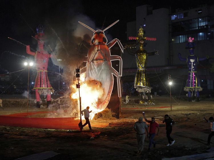 Cara Warga India Kampanye Kebersihan: Bakar Patung Kecoa Raksasa