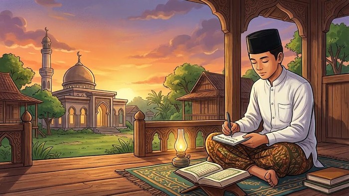 Ilustrasi puisi untuk merayakan Hari Santri 2026.