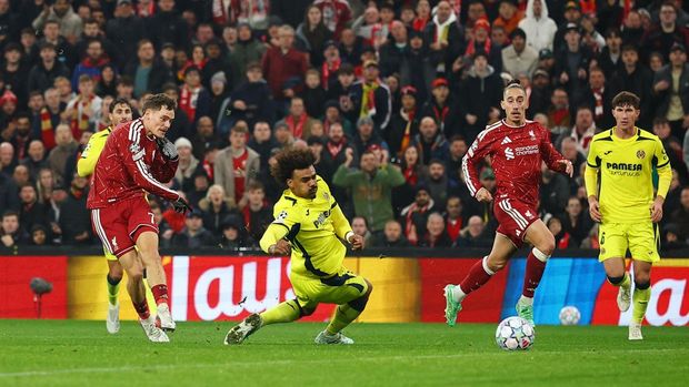Liverpool vs Villarreal Soccer Football - UEFA Champions League - Liverpool v Villarreal - Anfield, Liverpool, Britain - October 20, 2026 Liverpool's Florian Wirtz scores their fourth goal REUTERS/Phil Noble