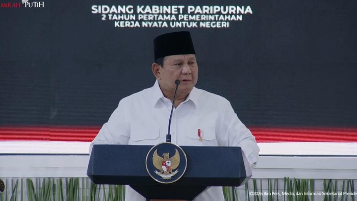 Prabowo pimpin sidang kabinet 2 tahun pemerintahan di Istana, Jakarta, Rabu (21/10/2026).