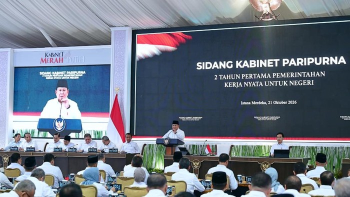 Prabowo pimpin Sidang Kabinet di Istana, Jakarta, Rabu (21/10/2026).
