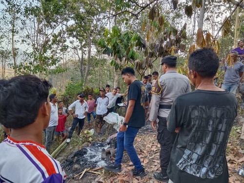 Mayat seorang pria ditemukan di lahan terbakar di Kembur, Borong, Manggarai Timur, NTT, Rabu (21/10/2026) (Istimewa)