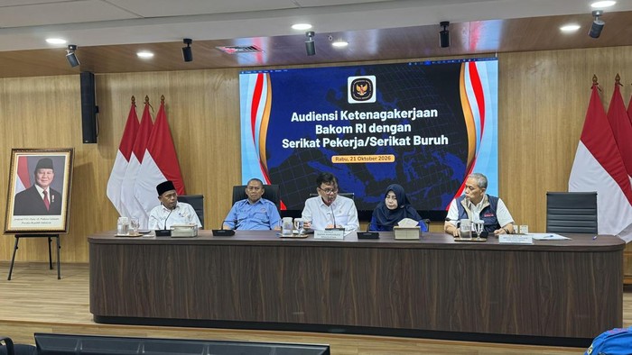 Serikat Buruh audiensi dengan Bakom RI (Adhfar/detikcom)