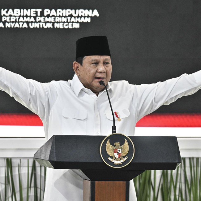 Potret Prabowo Paparkan Capaian Dua Tahun Pemerintahan