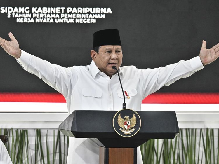 Potret Prabowo Paparkan Capaian Dua Tahun Pemerintahan
